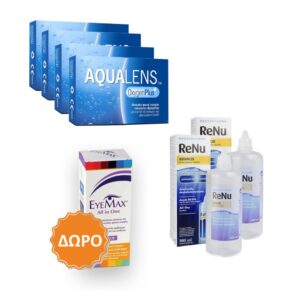 Aqualens Oxygen Plus Μηνιαίοι Φακοί Επαφής (12 τεμ) + 2 Υγρά ReNu Advanced 360ml + ΔΩΡΟ 1 Υγρό Eyemax All In One 360ml